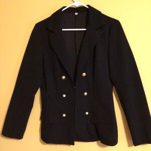 Elegant Black Double-Breasted Women's Blazer